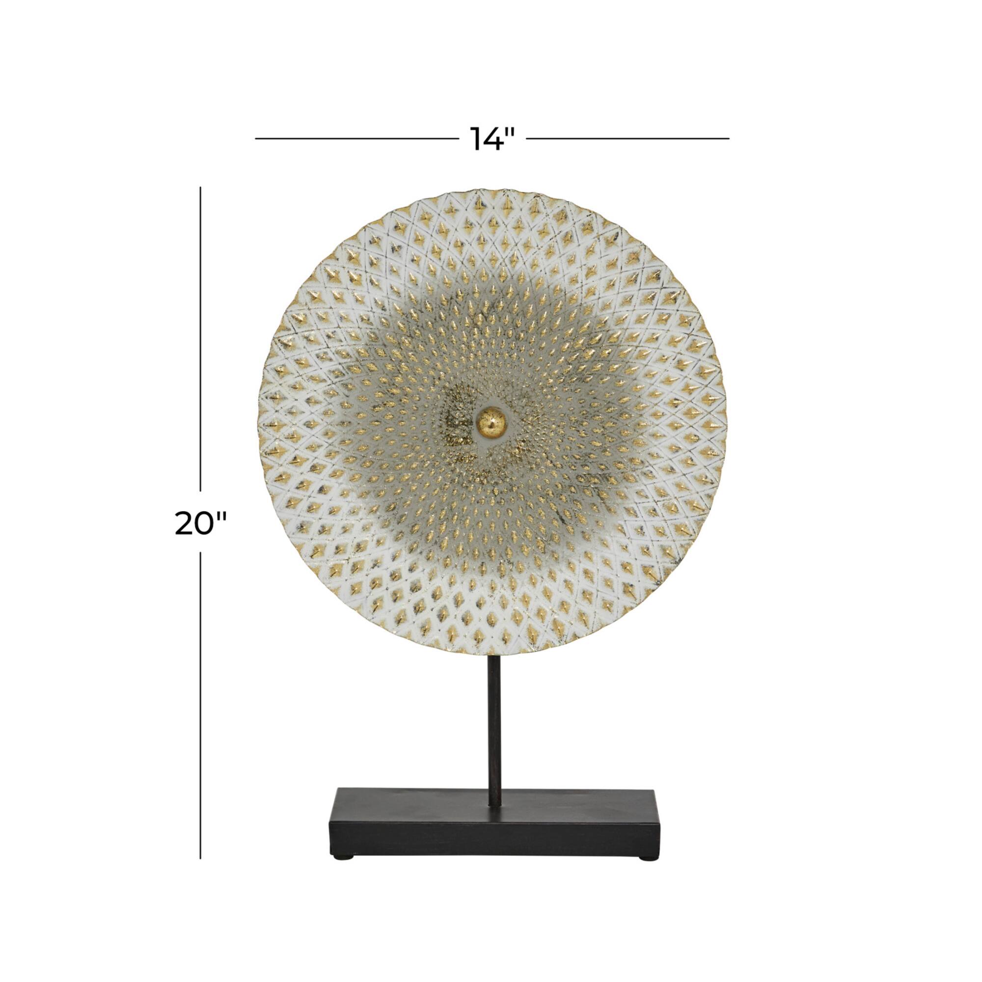 20" Gray & Gold Metal Mandala Sculpture